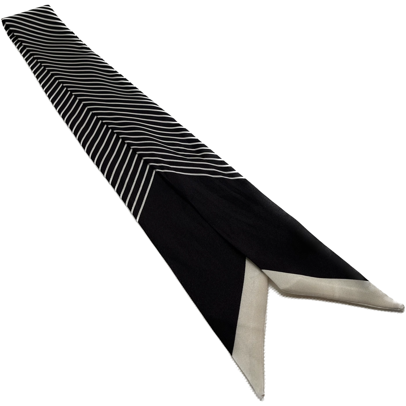 Twilly Scarf in Black with White Horizontal Stripes